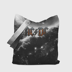 Сумка-шопер ACDC металлический лого черно-белая текстура, цвет: 3D-принт