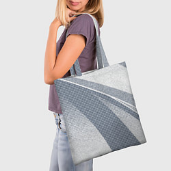 Сумка-шопер Светлый серо-голубой текстурированный с полосой, цвет: 3D-принт — фото 2