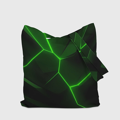 Сумка-шоппер Зеленая текстура с неоном / 3D-принт – фото 2