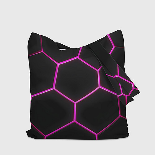 Сумка-шоппер Bones белый глитч лого / 3D-принт – фото 2