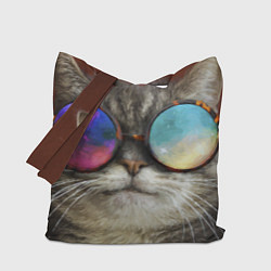 Сумка-шопер A Cat with multicolored glasses, цвет: 3D-принт