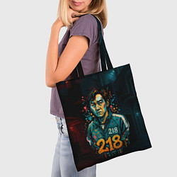 Сумка-шопер Игра в кальмара игрок 218 граффити, цвет: 3D-принт — фото 2