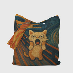 Сумка-шопер Котик Крик - вязаный нейроарт, цвет: 3D-принт