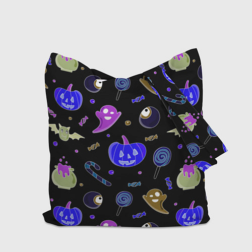 Сумка-шоппер Halloween blue black pumpkin / 3D-принт – фото 2