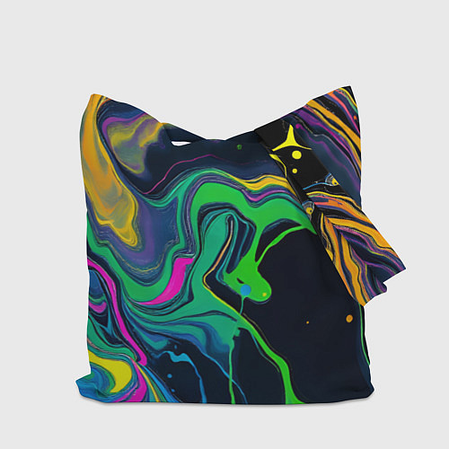 Сумка-шоппер Разводы и переливы разноцветной краски / 3D-принт – фото 2