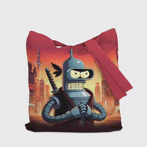 Сумка-шоппер Крутой ниндзя Бендер в ночном городе / 3D-принт – фото 2