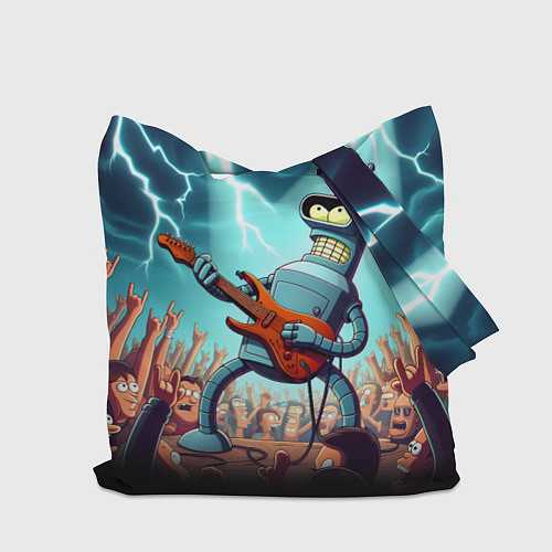 Сумка-шоппер Бендер рок гитарист - группа Футурама / 3D-принт – фото 2