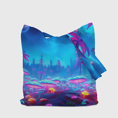 Сумка-шоппер Бендер на сказочной неоновой грибной планете - ней / 3D-принт – фото 2