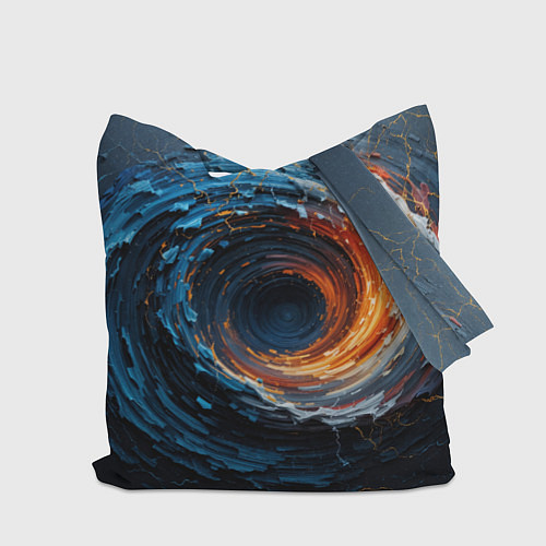 Сумка-шоппер Краска синяя и оранжевая в форме вихря / 3D-принт – фото 2