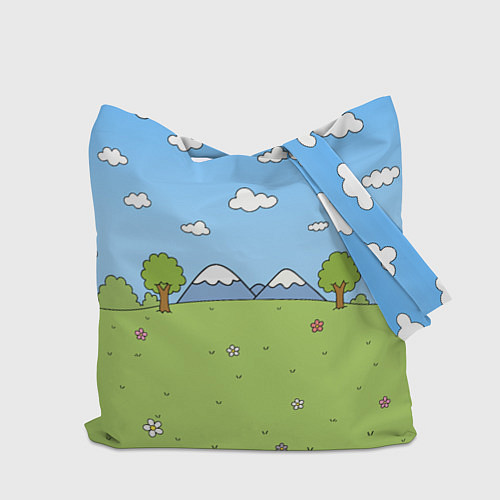 Сумка-шоппер Queen мультяшный стиль на поляне / 3D-принт – фото 2