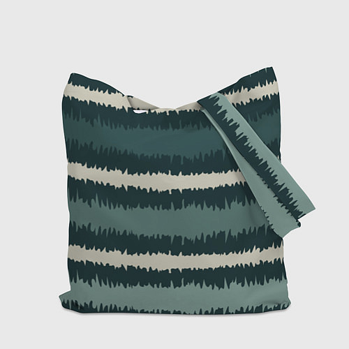 Сумка-шоппер Полосы зигзагообразные зеленые / 3D-принт – фото 2