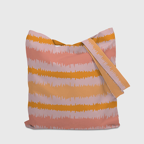 Сумка-шоппер Полосы зигзагообразные оранжево-розовые / 3D-принт – фото 2