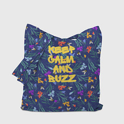 Сумка-шоппер Keep calm and buzz - пчелы и цветы