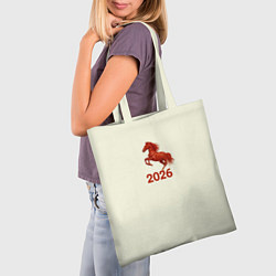 Сумка-шопер Символ 2026 года красная огненная лошадь, цвет: 3D-принт — фото 2