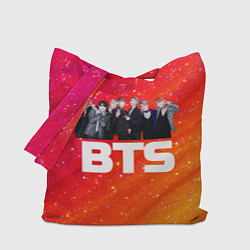 Сумка-шопер BTS блестящий фон, цвет: 3D-принт