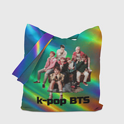 Сумка-шопер BTS радужный блестящий фон, цвет: 3D-принт
