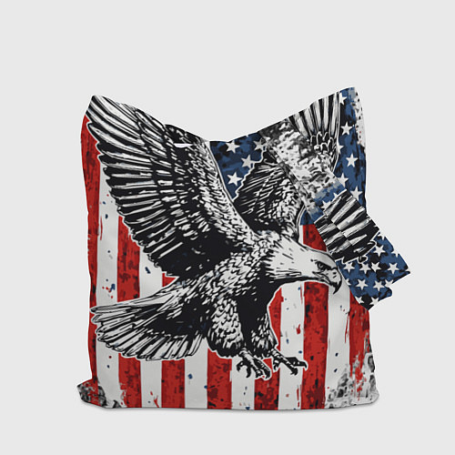 Сумка-шоппер Орел на фоне американского флага USA / 3D-принт – фото 2