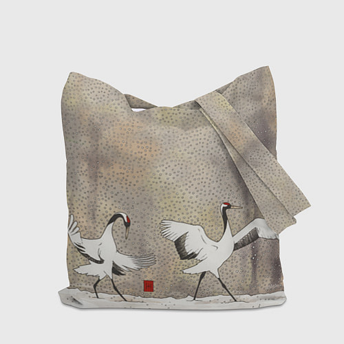Сумка-шоппер Журавли зимняя акварель / 3D-принт – фото 2