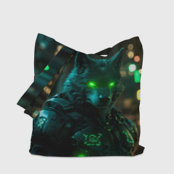 Сумка-шопер Киберпанк волк, цвет: 3D-принт