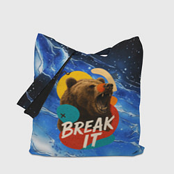 Сумка-шопер Break it злой медведь, цвет: 3D-принт