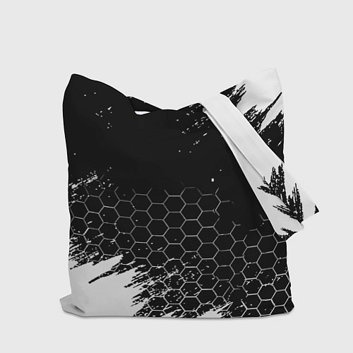 Сумка-шоппер Челси соты черно белые краски / 3D-принт – фото 2