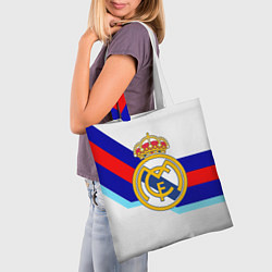 Сумка-шопер Real Madrid текстура полосы, цвет: 3D-принт — фото 2