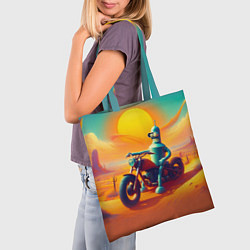 Сумка-шопер Робот Бендер на мотоцикле в пустыне, цвет: 3D-принт — фото 2