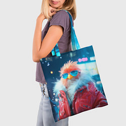 Сумка-шопер Розовая птичка в куртке, цвет: 3D-принт — фото 2