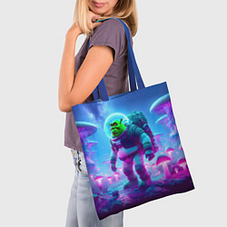 Сумка-шопер Шрек бравый космонавт на планете неоновых грибов, цвет: 3D-принт — фото 2