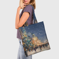 Сумка-шопер Новый год в Москве новогодняя елка, цвет: 3D-принт — фото 2