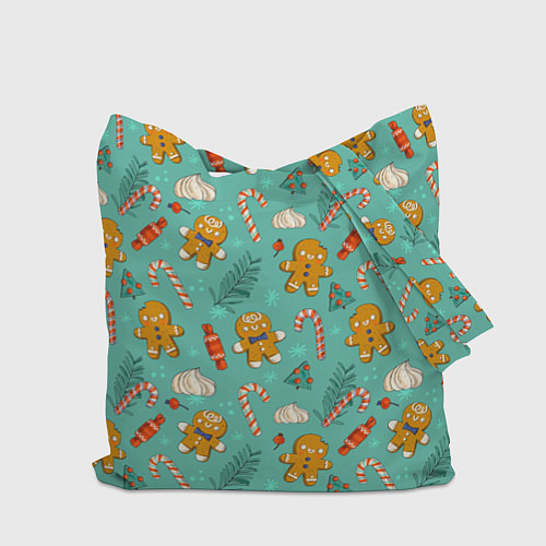Сумка-шоппер Новогодний паттерн печенье с конфетами / 3D-принт – фото 2