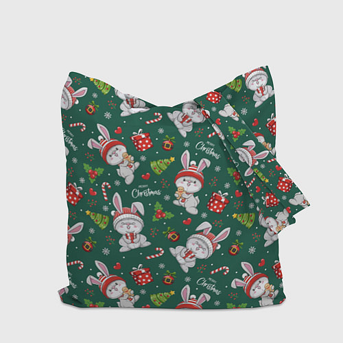 Сумка-шоппер Новогодние зайчики / 3D-принт – фото 2