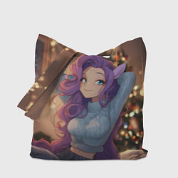 Сумка-шопер Девушка в образе лошадки на новый год, цвет: 3D-принт