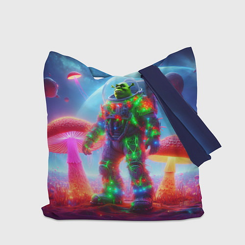 Сумка-шоппер Неоновый космонавт Шрек на планете гигантских мухо / 3D-принт – фото 2