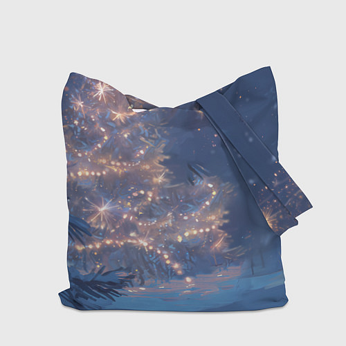 Сумка-шоппер Лошадка на фоне елки / 3D-принт – фото 2