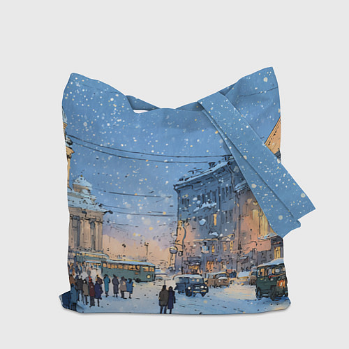 Сумка-шоппер Снежный новогодний Питер / 3D-принт – фото 2