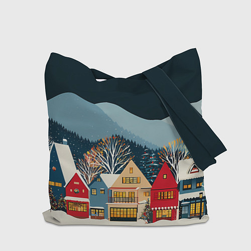 Сумка-шоппер Новогодний городок в горах / 3D-принт – фото 2