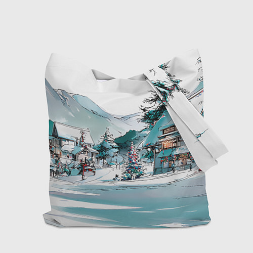 Сумка-шоппер Дома и елки - Новый год / 3D-принт – фото 2