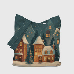 Сумка-шопер Сказочный Новогодний городок, цвет: 3D-принт