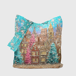 Сумка-шопер Новогодний город в блестках, цвет: 3D-принт