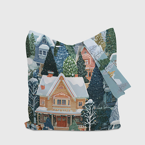 Сумка-шоппер Новогодний елочный двор / 3D-принт – фото 2