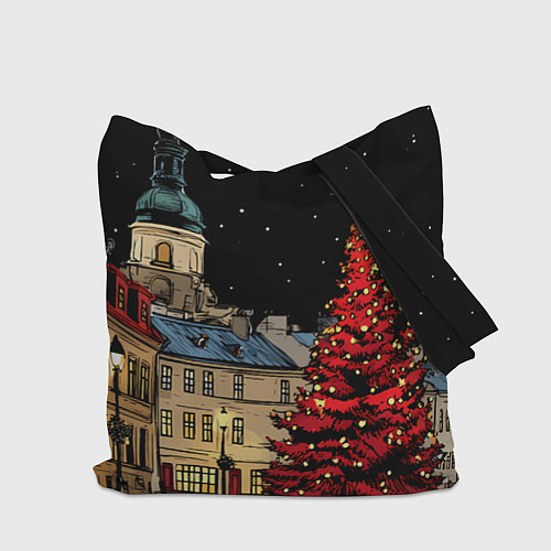 Сумка-шоппер Красная новогодняя елка / 3D-принт – фото 2
