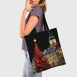 Сумка-шопер Красная новогодняя елка, цвет: 3D-принт — фото 2