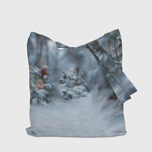 Сумка-шоппер Маленькая лошадка в новогоднем лесу / 3D-принт – фото 2