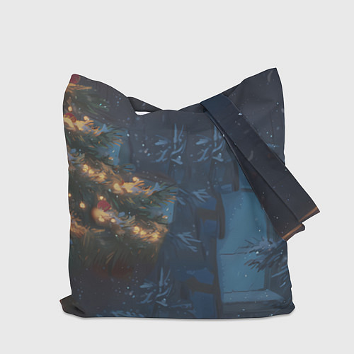 Сумка-шоппер Белая пятнистая новогодняя лошадка / 3D-принт – фото 2