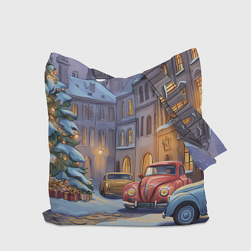 Сумка-шоппер Новогодний снежный двор / 3D-принт – фото 2
