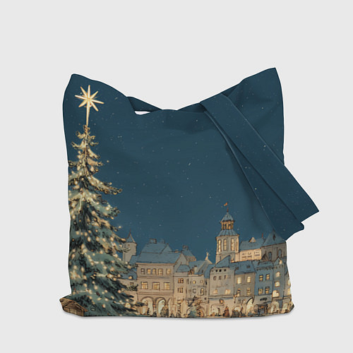 Сумка-шоппер Новогодняя атмосфера в городе / 3D-принт – фото 2
