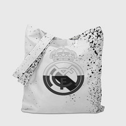 Сумка-шопер Реал Мадрид черно белые краски, цвет: 3D-принт