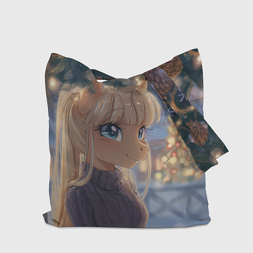 Сумка-шоппер Новогодняя анимешная лошадка / 3D-принт – фото 2