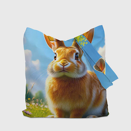 Сумка-шоппер Солнечный кролик на лугу / 3D-принт – фото 2